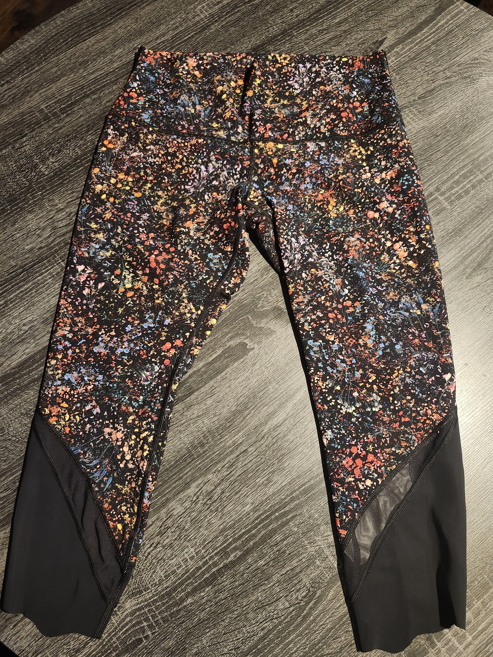 lululemon athletica Black Splatter Print Leggings with Multicolor Accents
